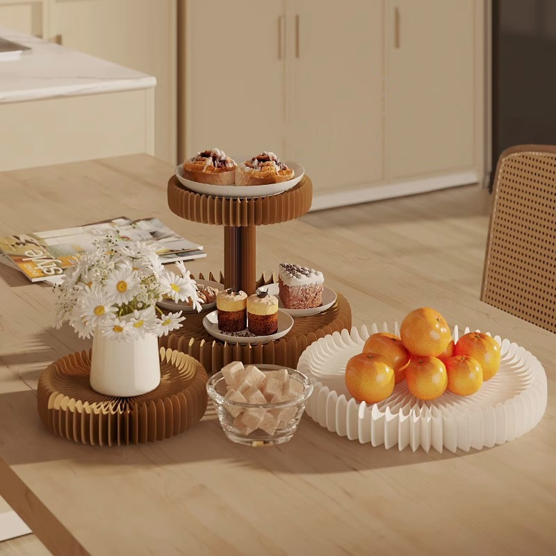 Exhibition Of Art And Craft - ชั้นวางแสดงสินค้าแบบพับได้สองชั้นทรงกลม ทำจากกระดาษรังผึ้ง สำหรับร้านค้าและงานนิทรรศการ จัดเก็บง่าย