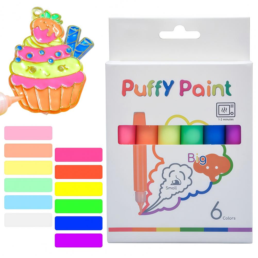 Craft And Art Difference - ปากกาป๊อปคอร์น 6 สี, ปากกาศิลปะ 3D แบบนูนที่ทำงานด้วยความร้อน,