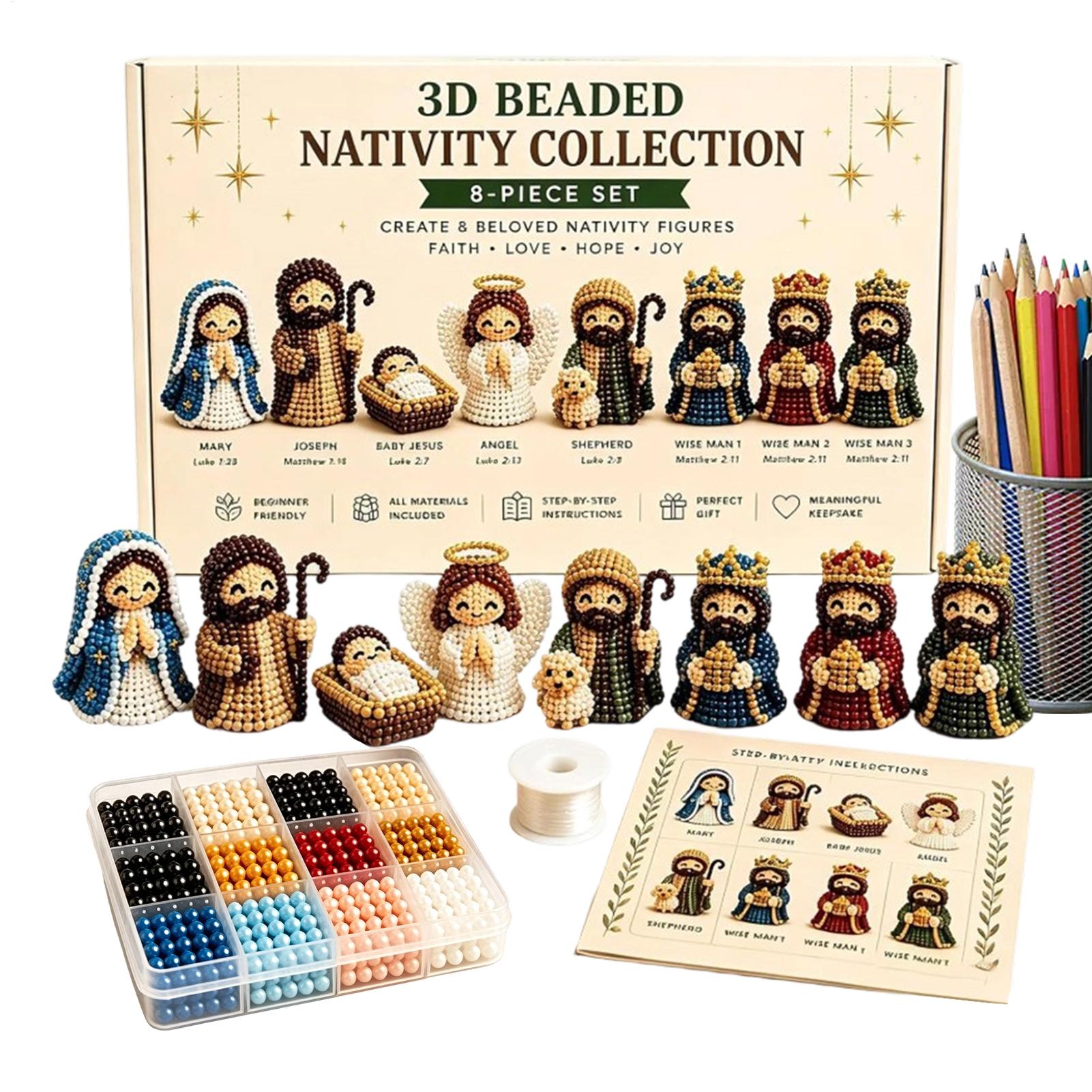 Art Craft Holiday - ชุดงานฝีมือลูกปัดประดับตกแต่งรูปพระกุมาร 3 มิติ ของขวัญวันคริสต์มาสสำหรับผู้ใหญ่ เด็ก ครอบครัว