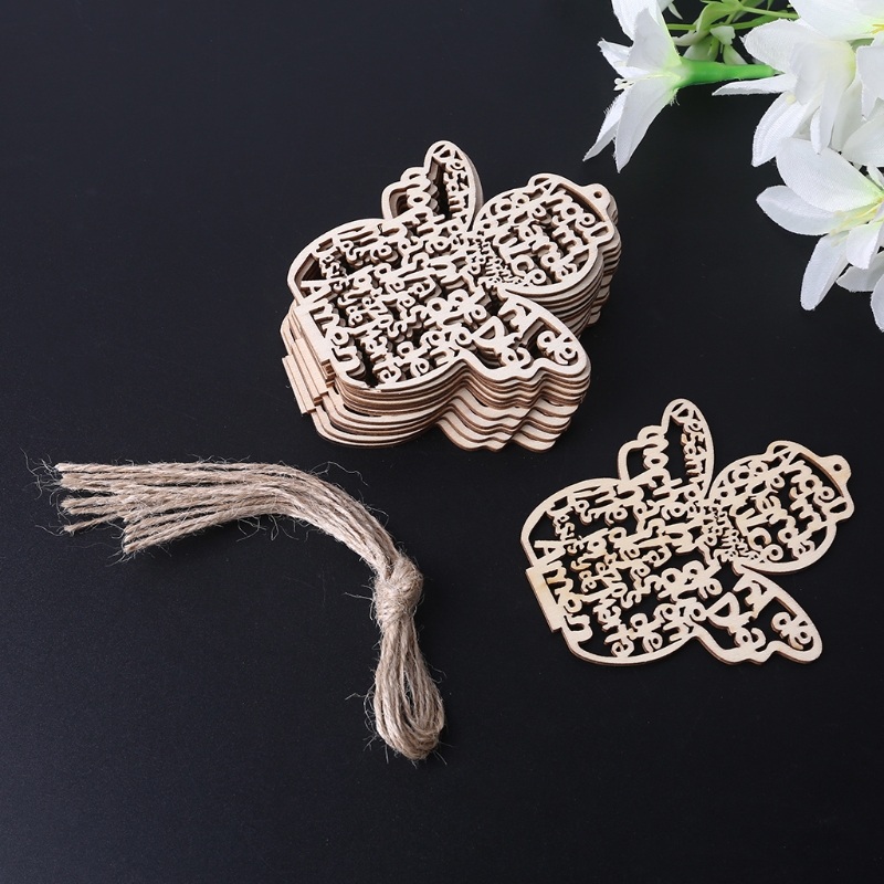 Art Craft Description - 12 ชิ้น/แพ็คไม้ Hollow Out Angel สำหรับตุ๊กตาเครื่องประดับจี้