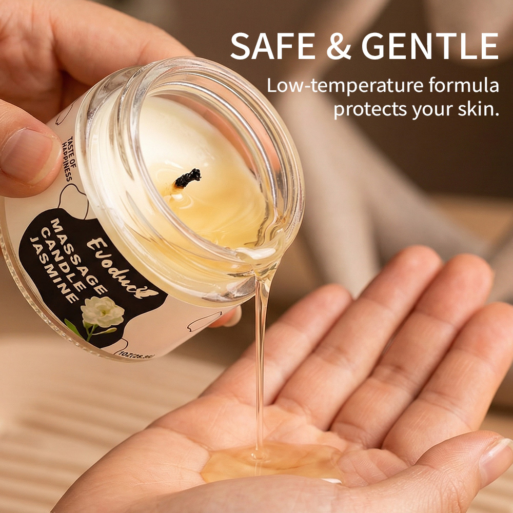 Soy Candle Fragrance Oil - เทียนน้ำมันนวดตัว กลิ่นมะลิ ทำจากขี้ผึ้งถั่วเหลือง ละลายที่อุณหภูมิต่ำ ใช้สำหรับดูแลผิว บำรุงผิว