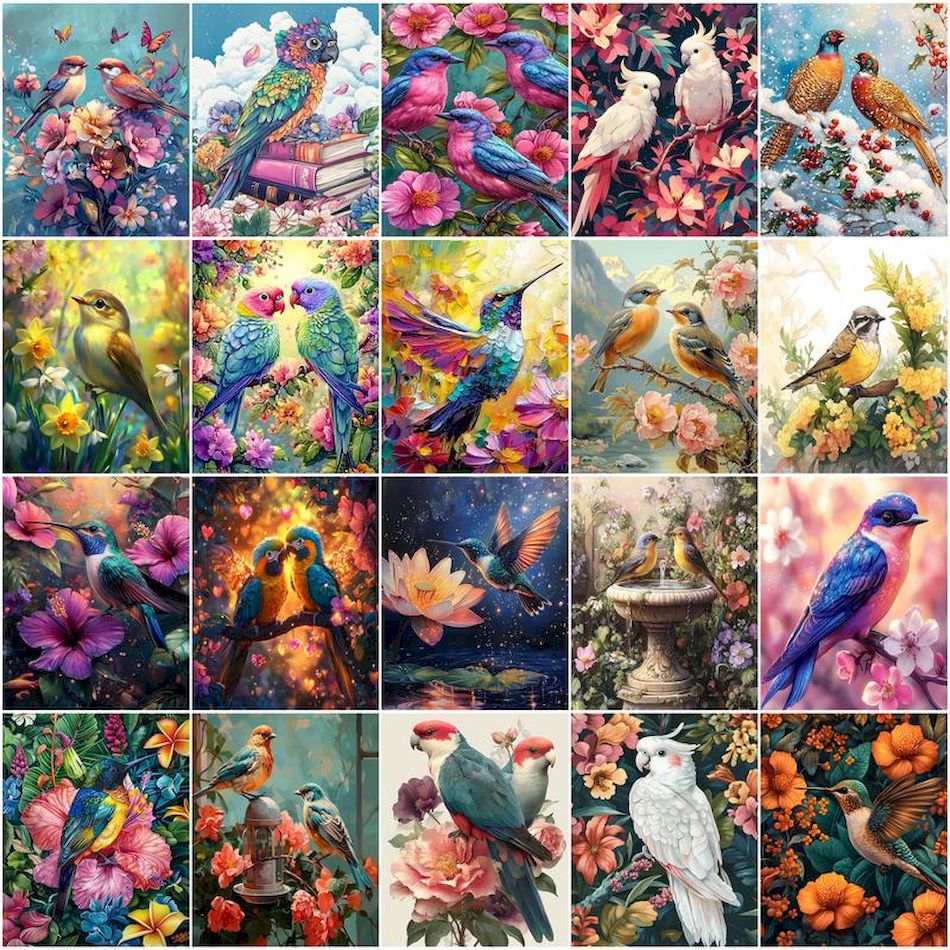 GATYZTORY ภาพวาดน้ํามันนกดอกไม - Art Craft Picture บทวิจารณ์และราคา