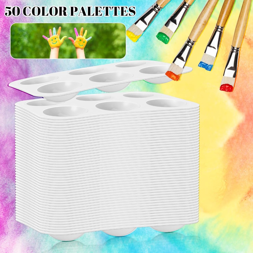 ชุด 50 ชิ้น ถาดสีพลาสติก 6 ช่อ - Art Craft Class บทวิจารณ์และราคา